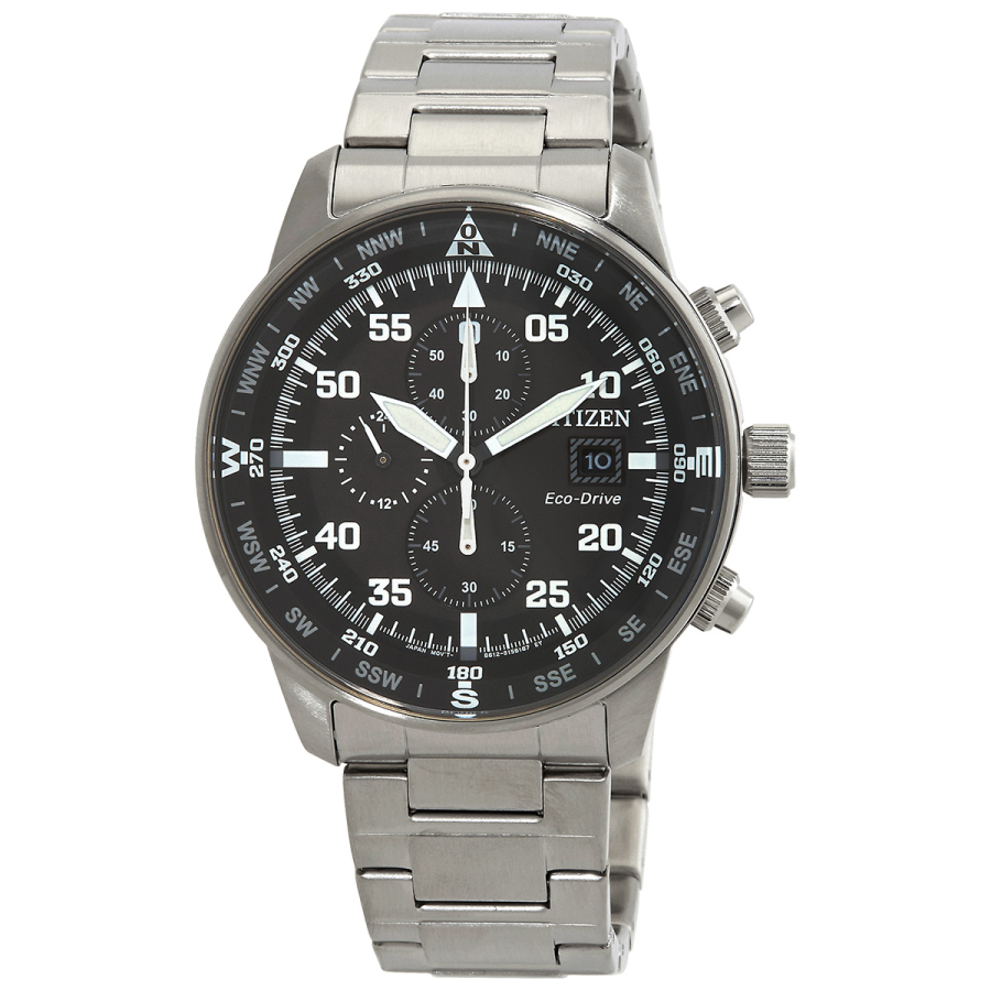 Men's Chandler Eco-Drive Chronograph Stainless Steel Black Dial