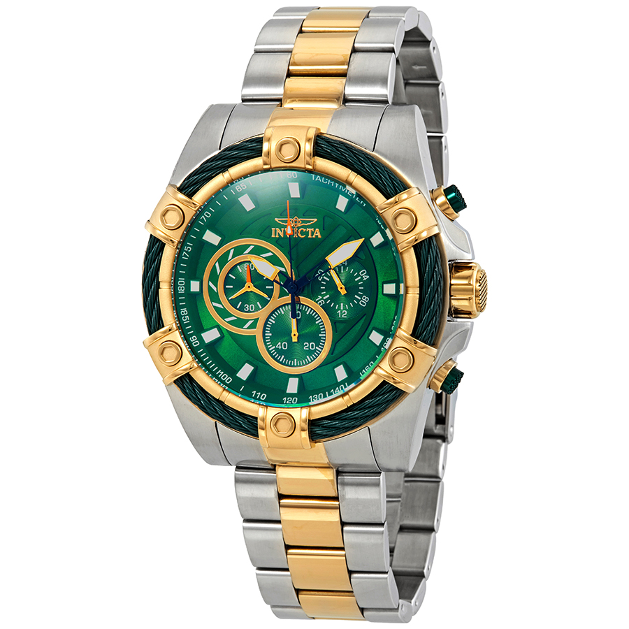 Stainless Men\'s Chronograph | Green World Dial Steel Watches Watch of
