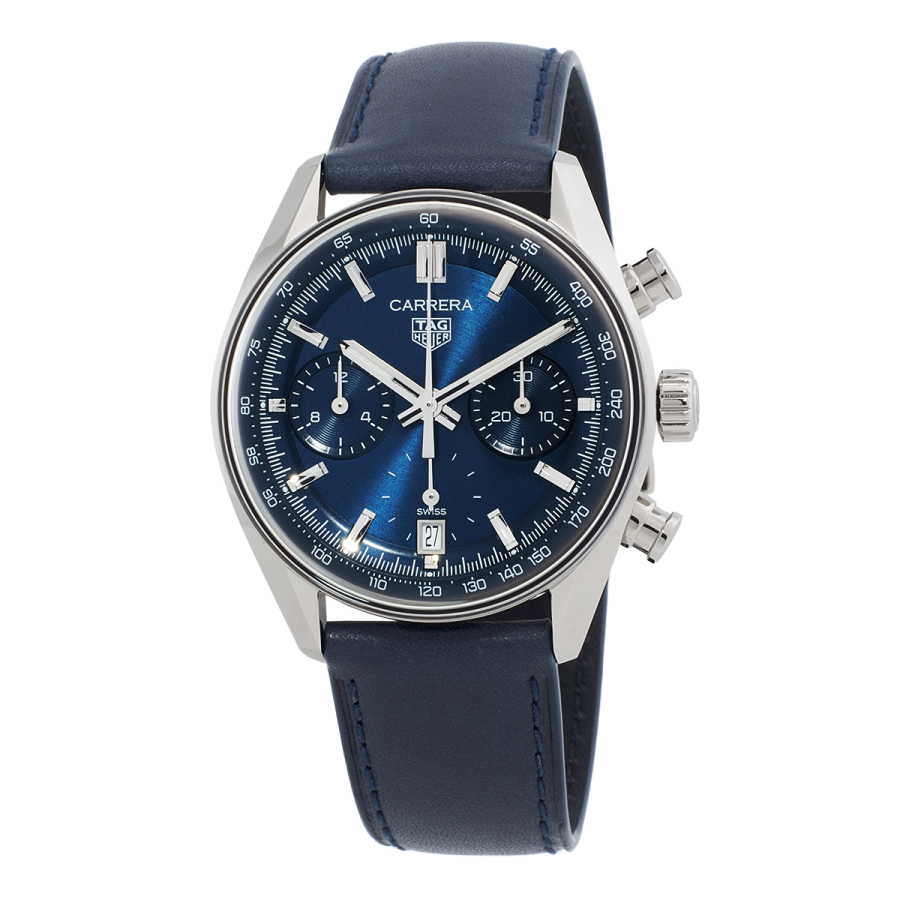 Men\'s Chronograph Leather Blue Dial Watch | World of Watches