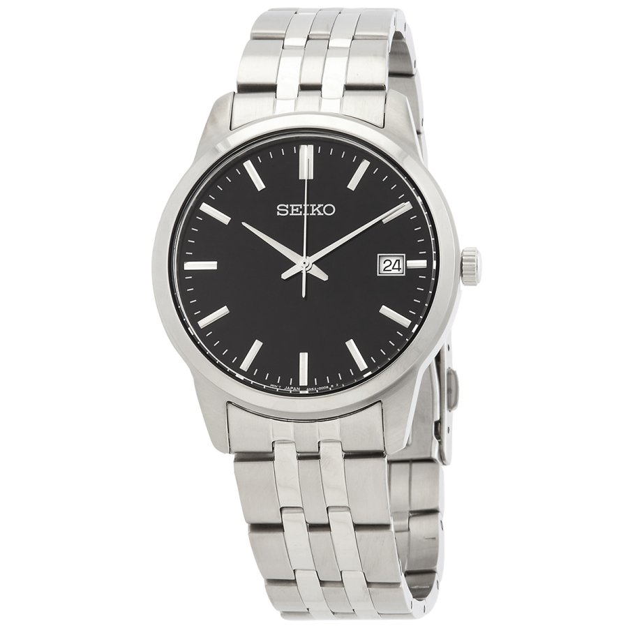 Men's Stainless Steel Black Dial Watch | Seiko SGEH49   | World of Watches