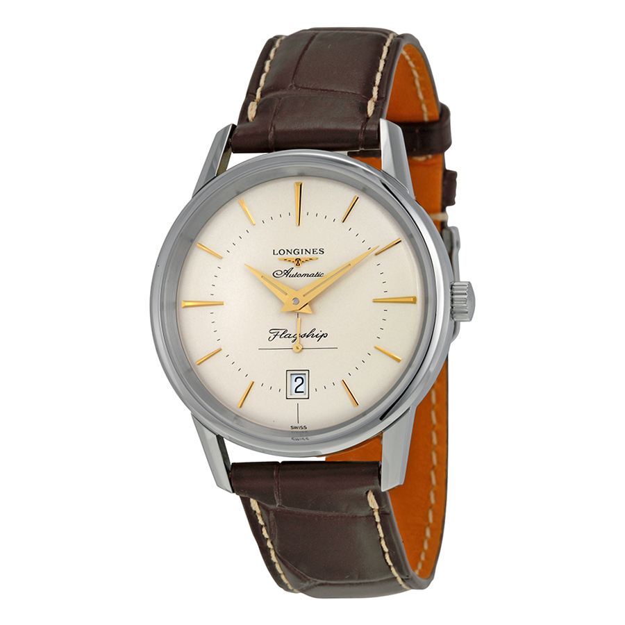 Men's Leather Champagne Dial Watch