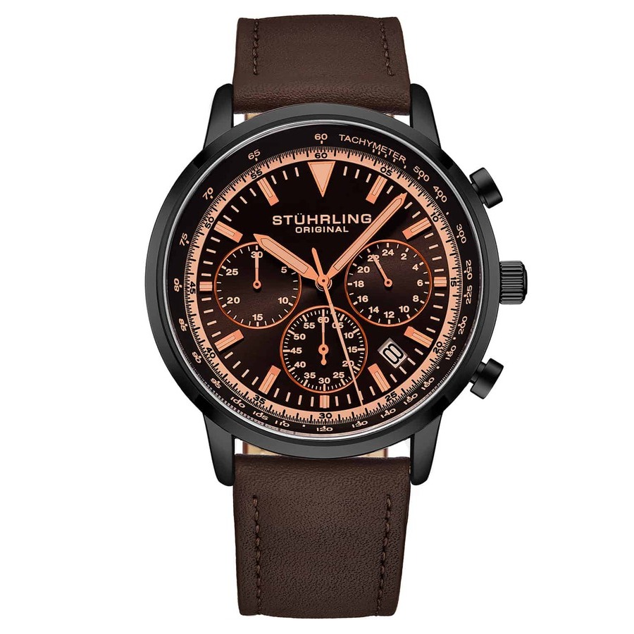 Men's Bronze Chrono Chronograph Leather Green Dial Watch | Elysee 98017 |  WorldofWatches.com | World of Watches