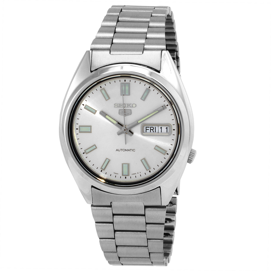 SEIKO 5 Automatic Mens Watch Grey and Gold SNKL19J1 with Silver-tone Band