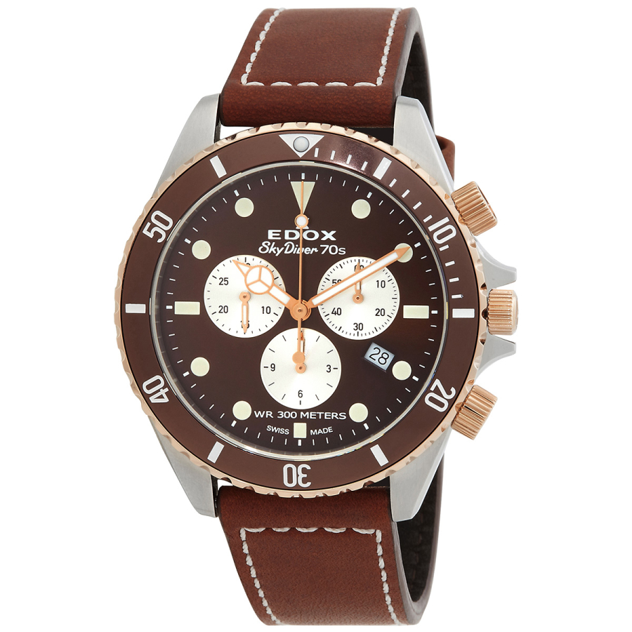 Men\'s Neutra Chronograph Leather Rose Gold Dial Watch | World of Watches