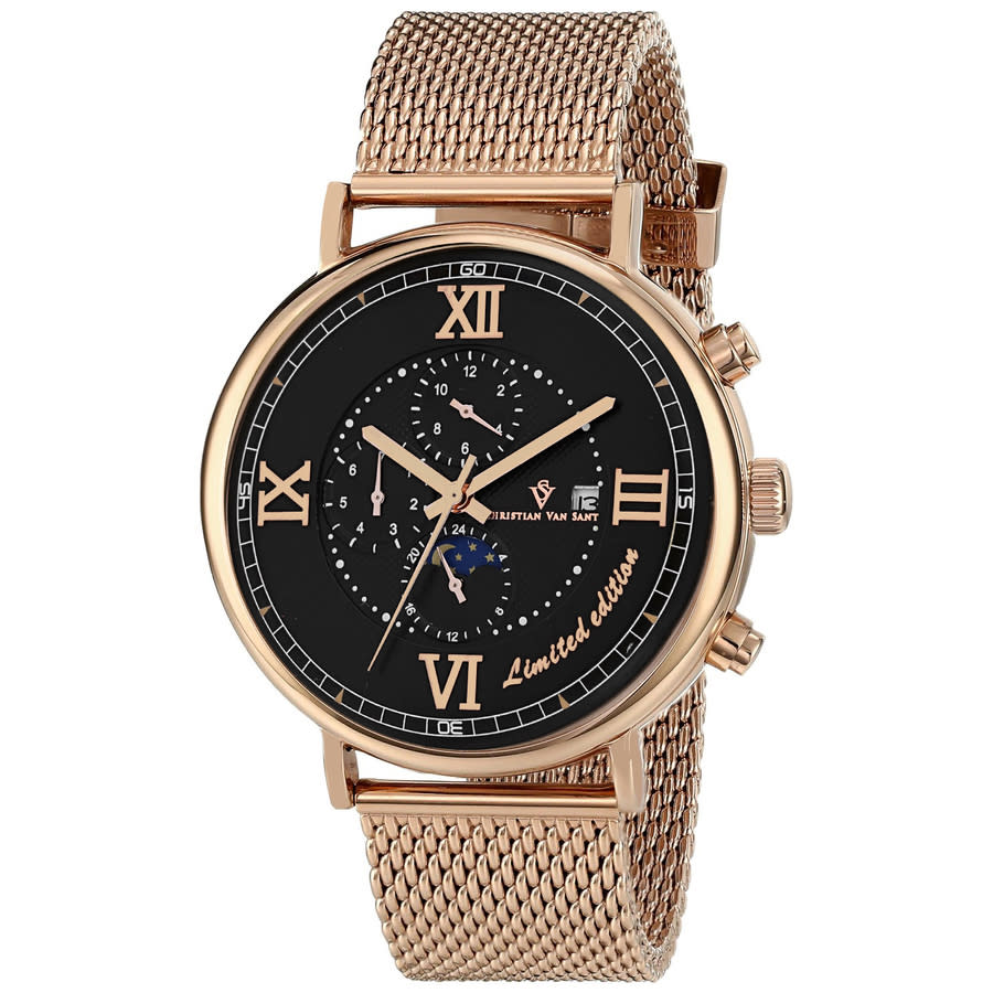 Men\'s Brecken Chronograph Stainless Steel Mesh Black Dial Watch | World of  Watches | Quarzuhren