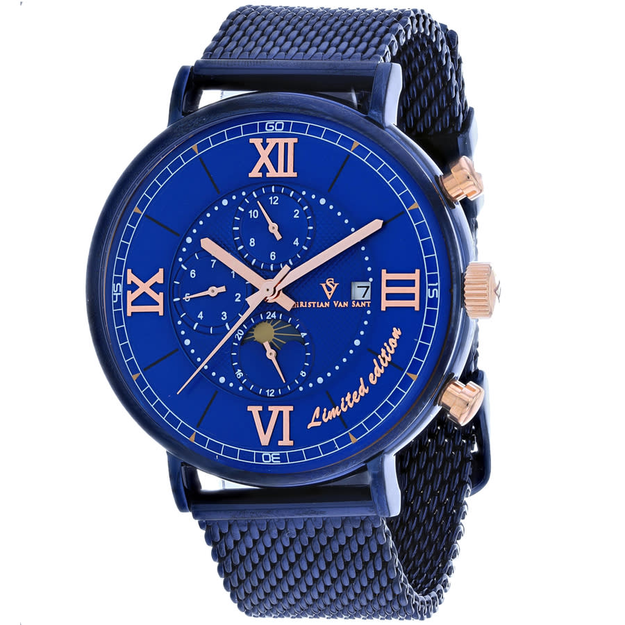 Men's Melbye Chronograph Stainless Steel Mesh Blue Dial Watch | World of  Watches